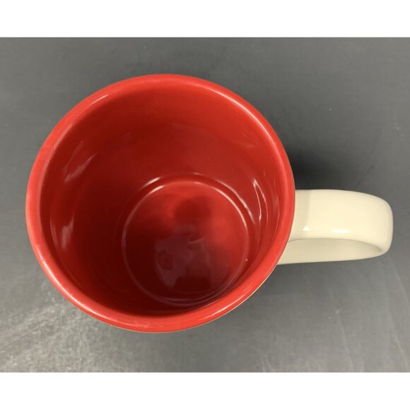 TAG ICE SKATING SNOWMAN PEACE MUG 16 oz Embossed Holiday Christmas Red Interior - Picture 6 of 9